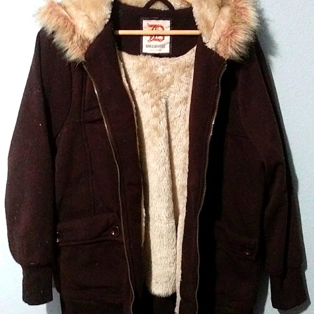Women's Dollhouse tan and brown coat 2X